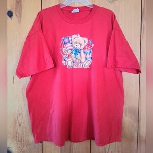 Vintage Jerzees Activewear T-Shirt with Bear and USA Design